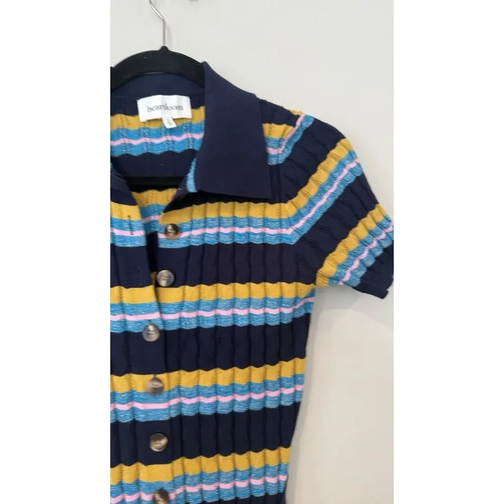 Heartloom Dress Blue Stripe Zigzag Knit Maxi Womens Boho Hippie Size Small - Picture 3 of 10
